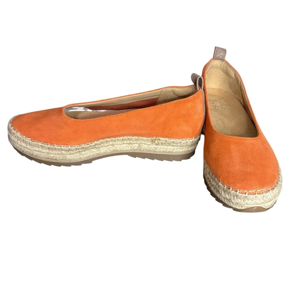 NWOT Naturalizer Orange Impress Suede Espadrille Flats Slip On Women's Size 7.5M